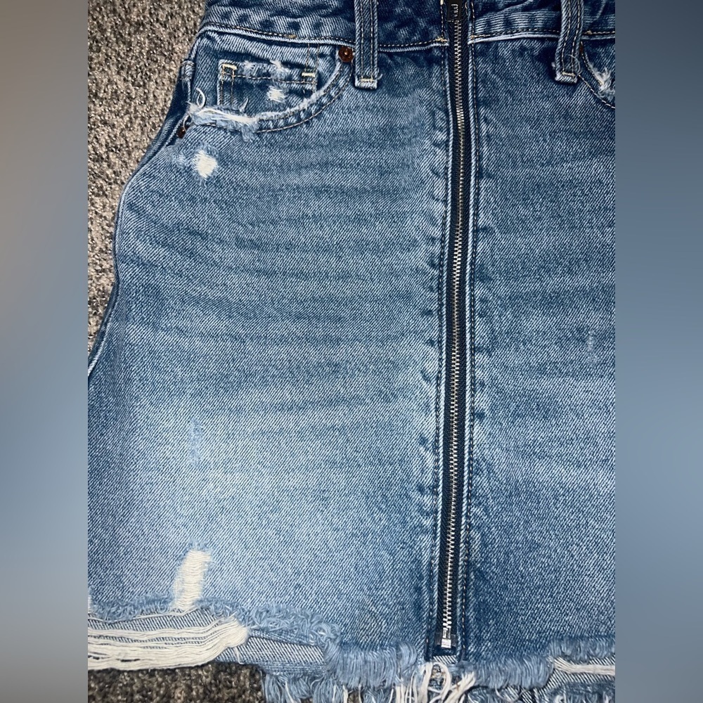 Abercrombie & Fitch Denim Mini Skirt Zip Up Size 24 - Picture 3 of 13
